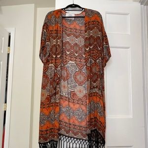 Sloane Rouge long duster with fringe